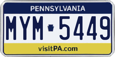 PA license plate MYM5449