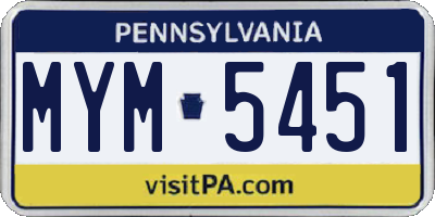 PA license plate MYM5451