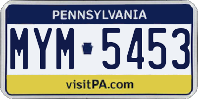 PA license plate MYM5453