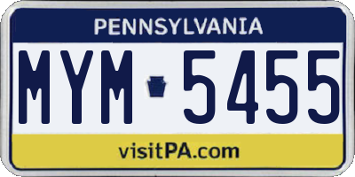 PA license plate MYM5455
