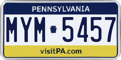 PA license plate MYM5457