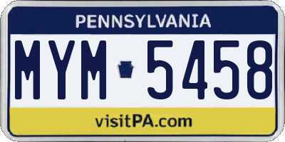 PA license plate MYM5458