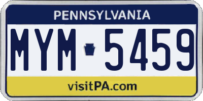 PA license plate MYM5459