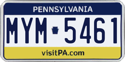 PA license plate MYM5461