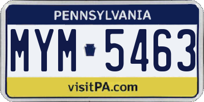 PA license plate MYM5463