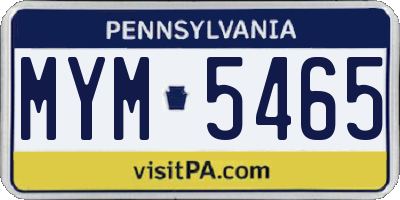 PA license plate MYM5465