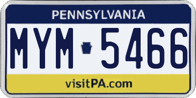 PA license plate MYM5466