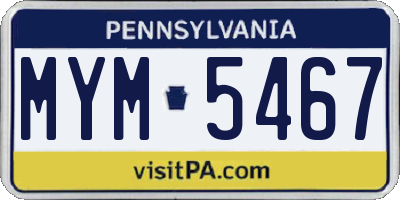 PA license plate MYM5467