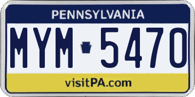PA license plate MYM5470