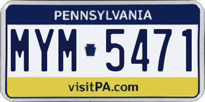 PA license plate MYM5471
