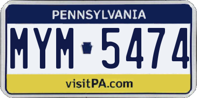 PA license plate MYM5474