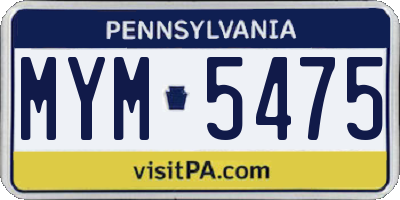 PA license plate MYM5475