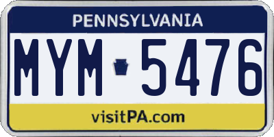 PA license plate MYM5476