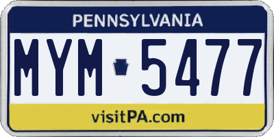 PA license plate MYM5477