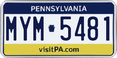 PA license plate MYM5481