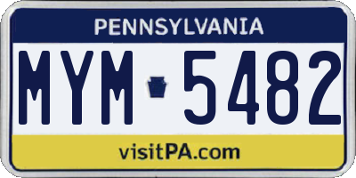 PA license plate MYM5482
