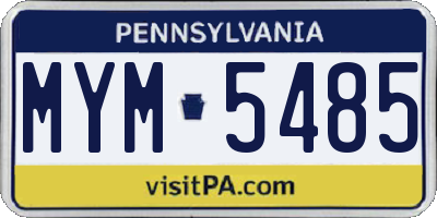 PA license plate MYM5485
