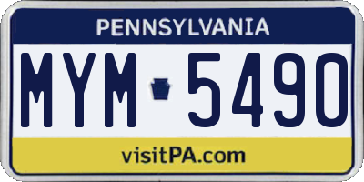 PA license plate MYM5490