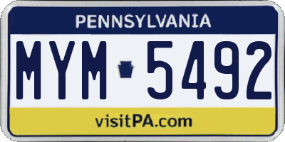 PA license plate MYM5492