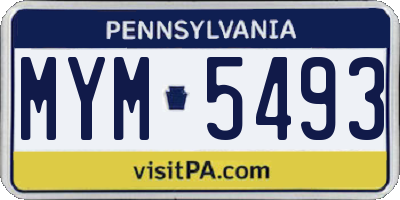 PA license plate MYM5493