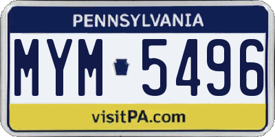 PA license plate MYM5496