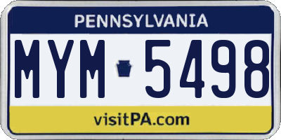 PA license plate MYM5498
