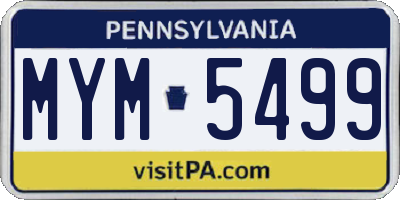 PA license plate MYM5499