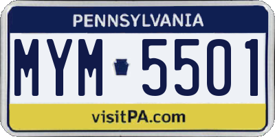 PA license plate MYM5501