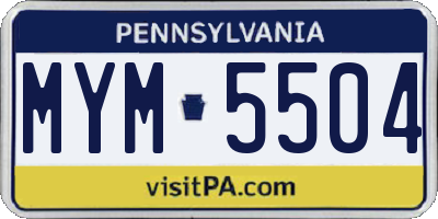 PA license plate MYM5504