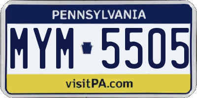 PA license plate MYM5505
