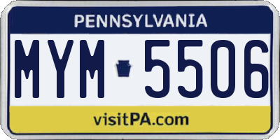 PA license plate MYM5506