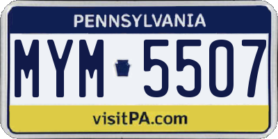 PA license plate MYM5507