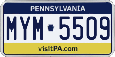 PA license plate MYM5509