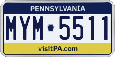 PA license plate MYM5511