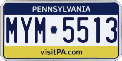 PA license plate MYM5513