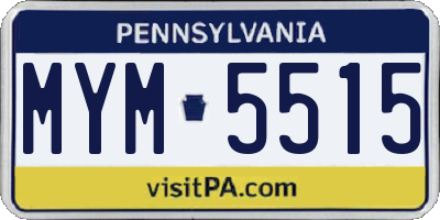 PA license plate MYM5515