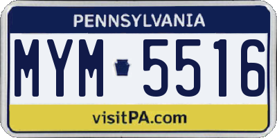PA license plate MYM5516