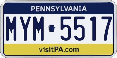 PA license plate MYM5517