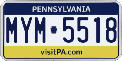 PA license plate MYM5518