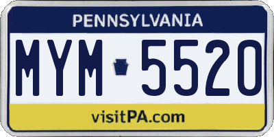 PA license plate MYM5520