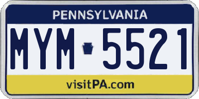 PA license plate MYM5521
