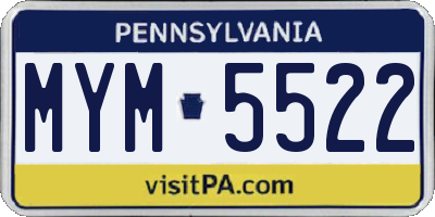 PA license plate MYM5522