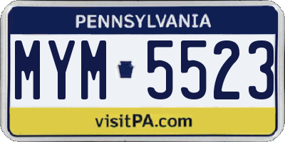 PA license plate MYM5523