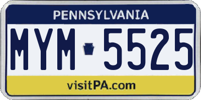 PA license plate MYM5525