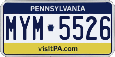 PA license plate MYM5526