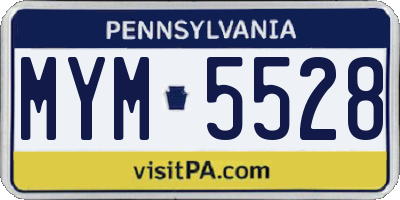 PA license plate MYM5528