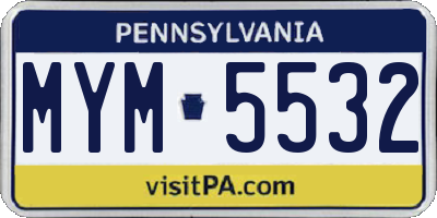 PA license plate MYM5532