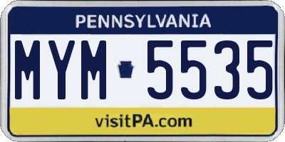 PA license plate MYM5535