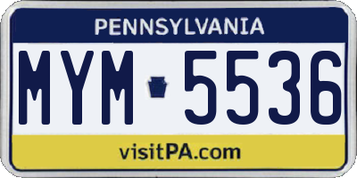 PA license plate MYM5536