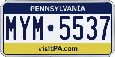 PA license plate MYM5537